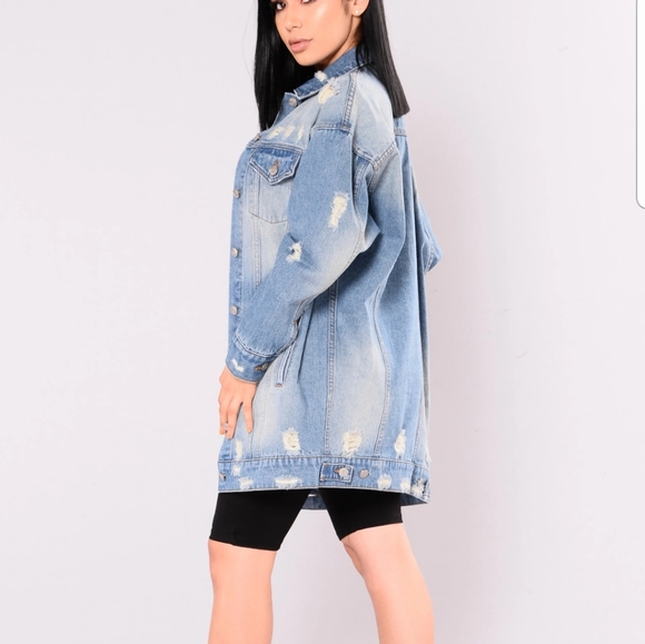 Oversized Distressed Denim Jacket - Picture 5 of 5